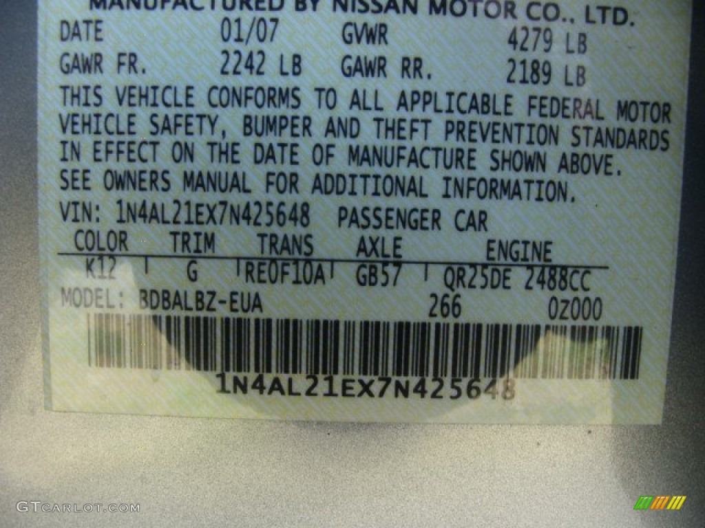 2007 Altima 2.5 S - Radiant Silver Metallic / Charcoal photo #15