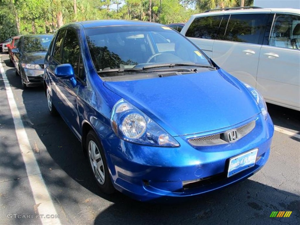 2008 Fit Hatchback - Vivid Blue Pearl / Black/Grey photo #1