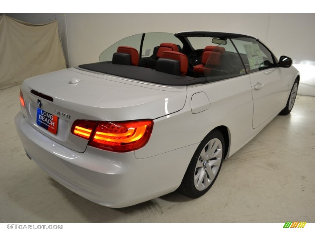 2011 3 Series 328i Convertible - Mineral White Metallic / Coral Red/Black Dakota Leather photo #5