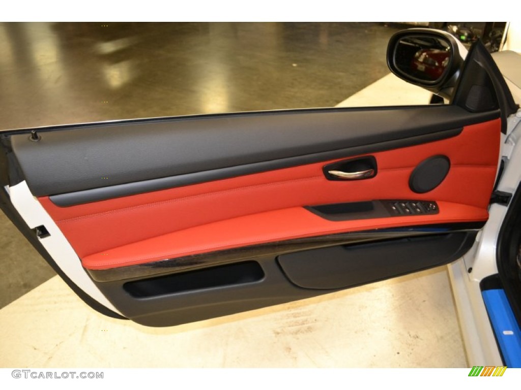 2011 BMW 3 Series 328i Convertible Coral Red/Black Dakota Leather Door Panel Photo #50852521