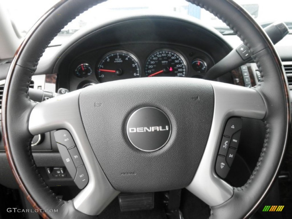 2011 GMC Sierra 2500HD Denali Crew Cab 4x4 Ebony Steering Wheel Photo #50852773