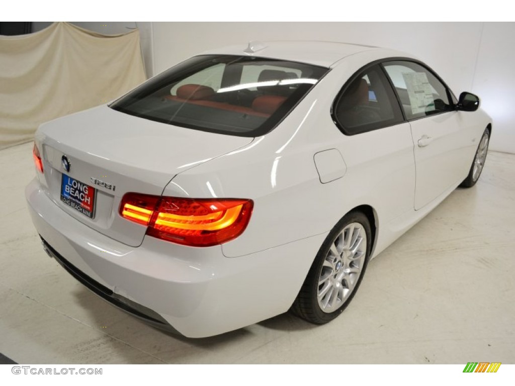 2011 3 Series 328i Coupe - Alpine White / Coral Red/Black Dakota Leather photo #6