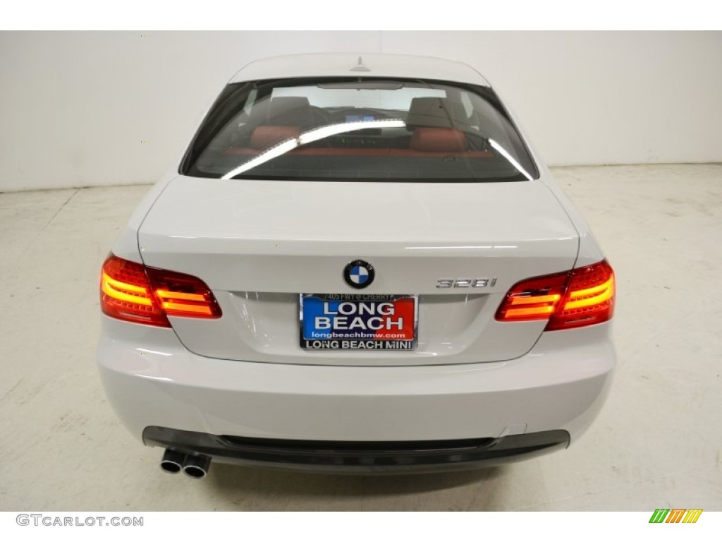 2011 3 Series 328i Coupe - Alpine White / Coral Red/Black Dakota Leather photo #7