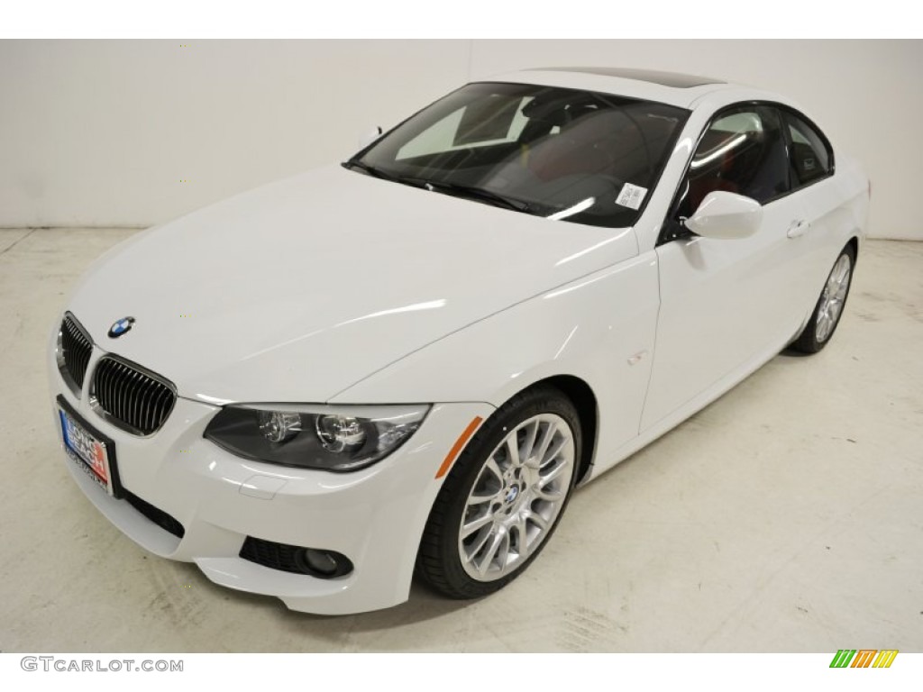 2011 3 Series 328i Coupe - Alpine White / Coral Red/Black Dakota Leather photo #8