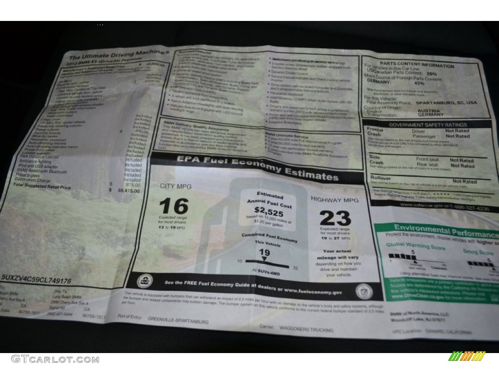 2012 BMW X5 xDrive35i Premium Window Sticker Photo #50856061