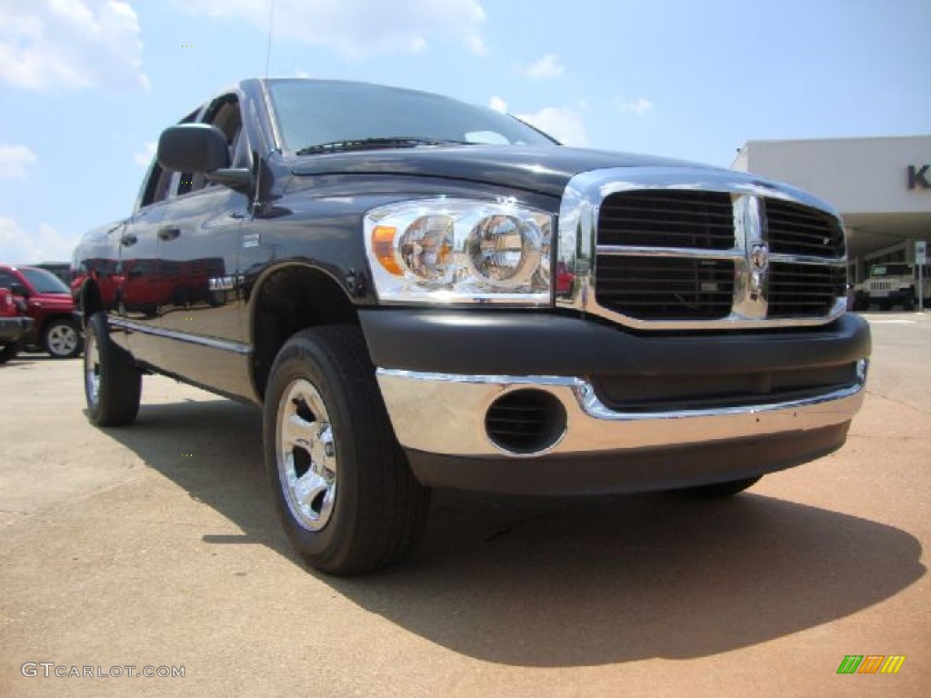 2008 Ram 1500 SXT Quad Cab 4x4 - Brilliant Black Crystal Pearl / Medium Slate Gray photo #1