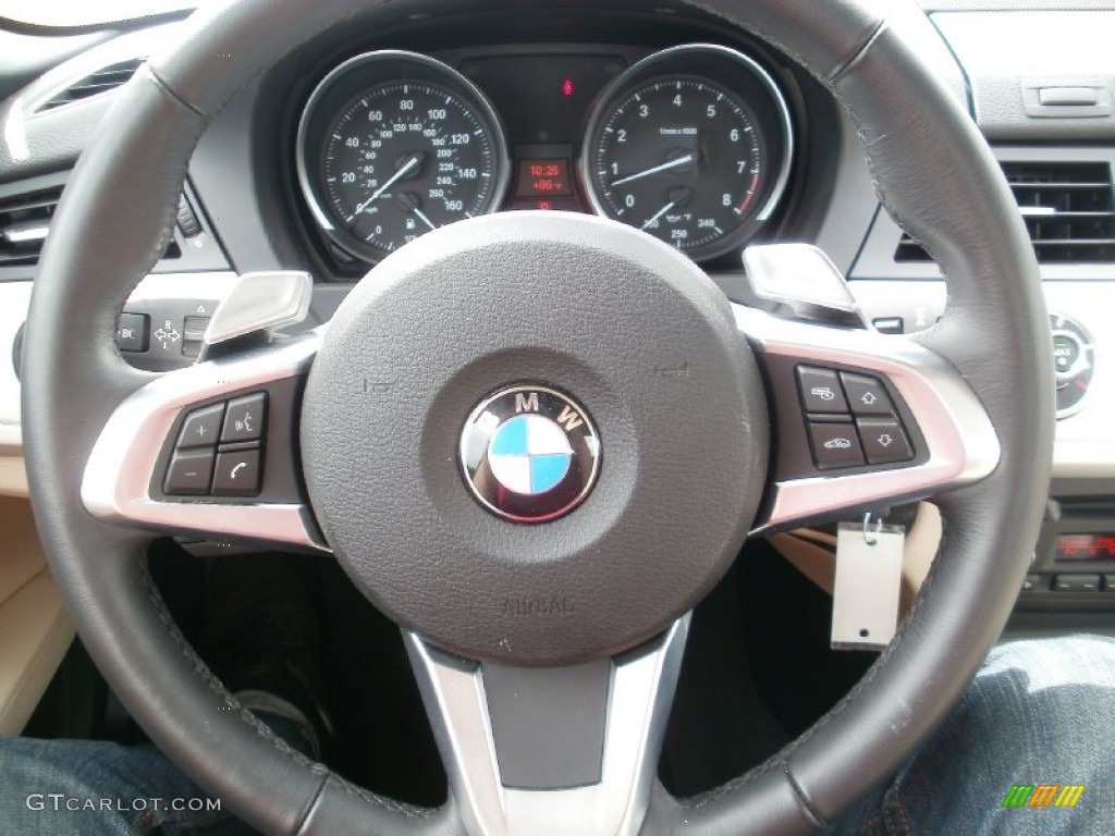2010 BMW Z4 sDrive30i Roadster Beige Steering Wheel Photo #50858833