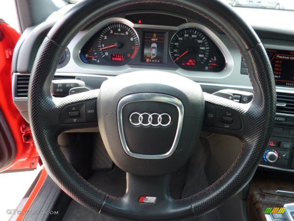 2008 Audi A6 3.2 quattro Sedan Black Steering Wheel Photo #50861653
