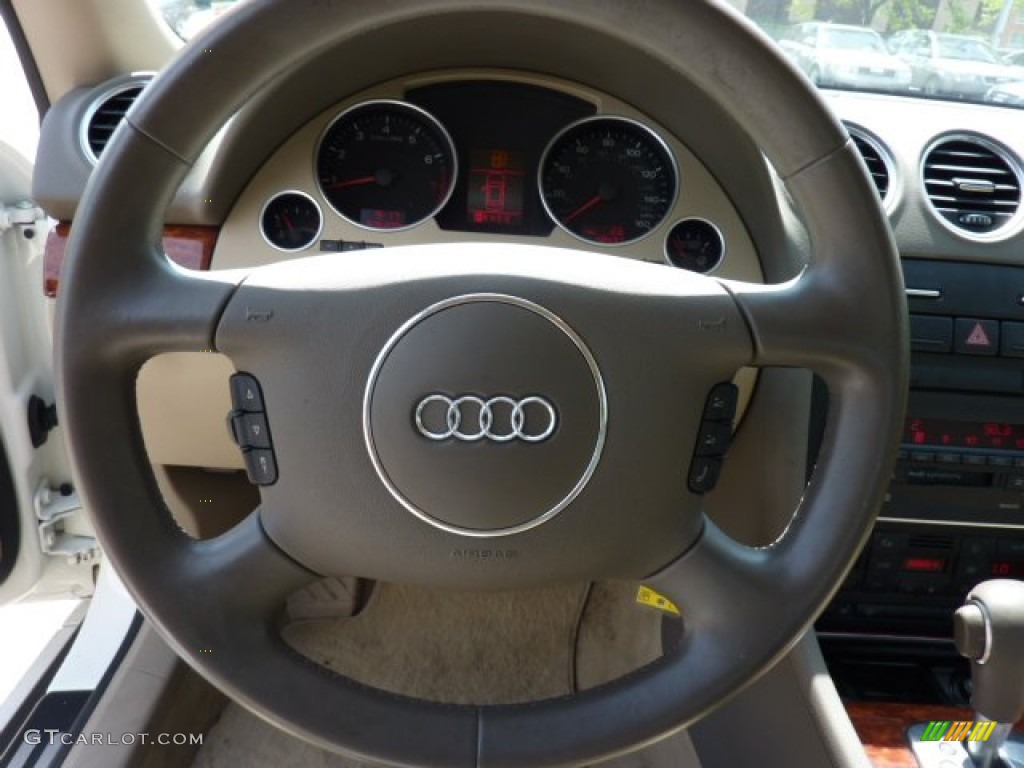 2006 Audi A4 3.0 quattro Cabriolet Beige Steering Wheel Photo #50862328