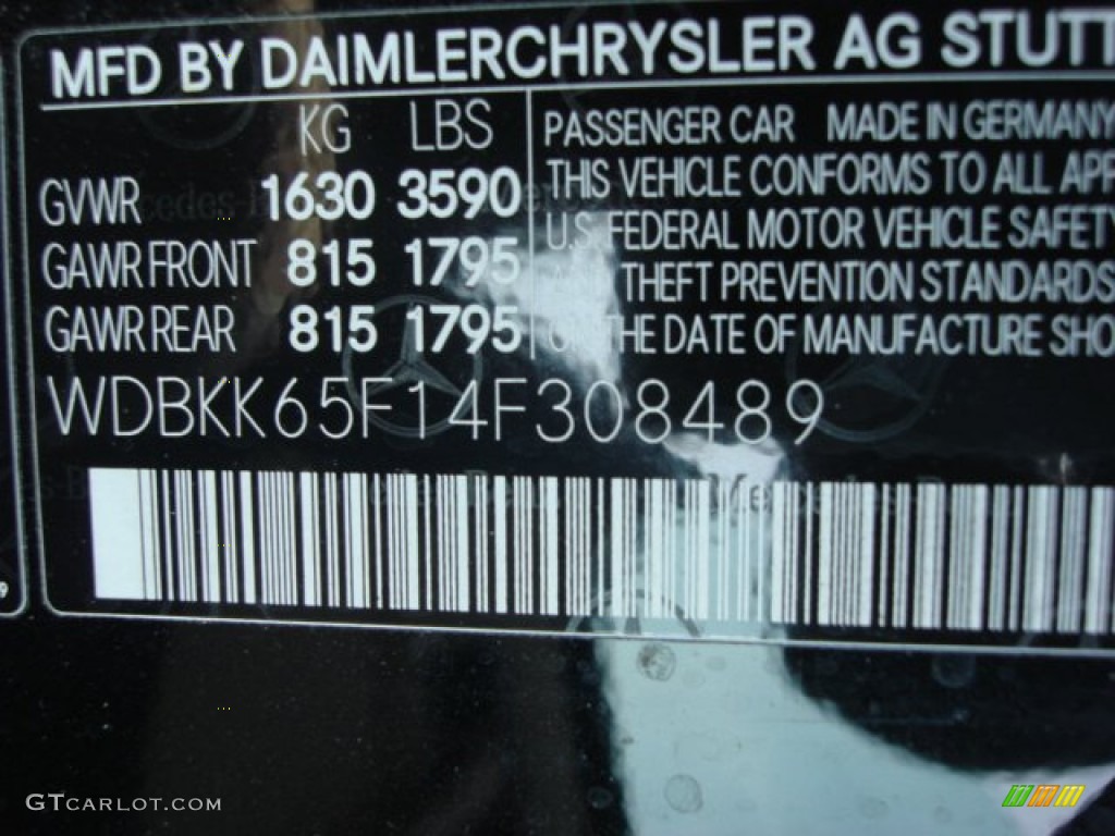 2004 Mercedes-Benz SLK 320 Roadster Info Tag Photos
