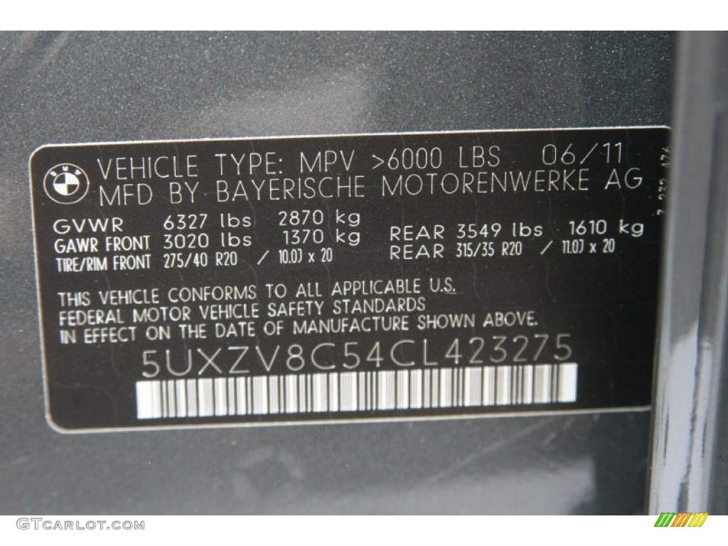 2012 BMW X5 xDrive50i Info Tag Photos