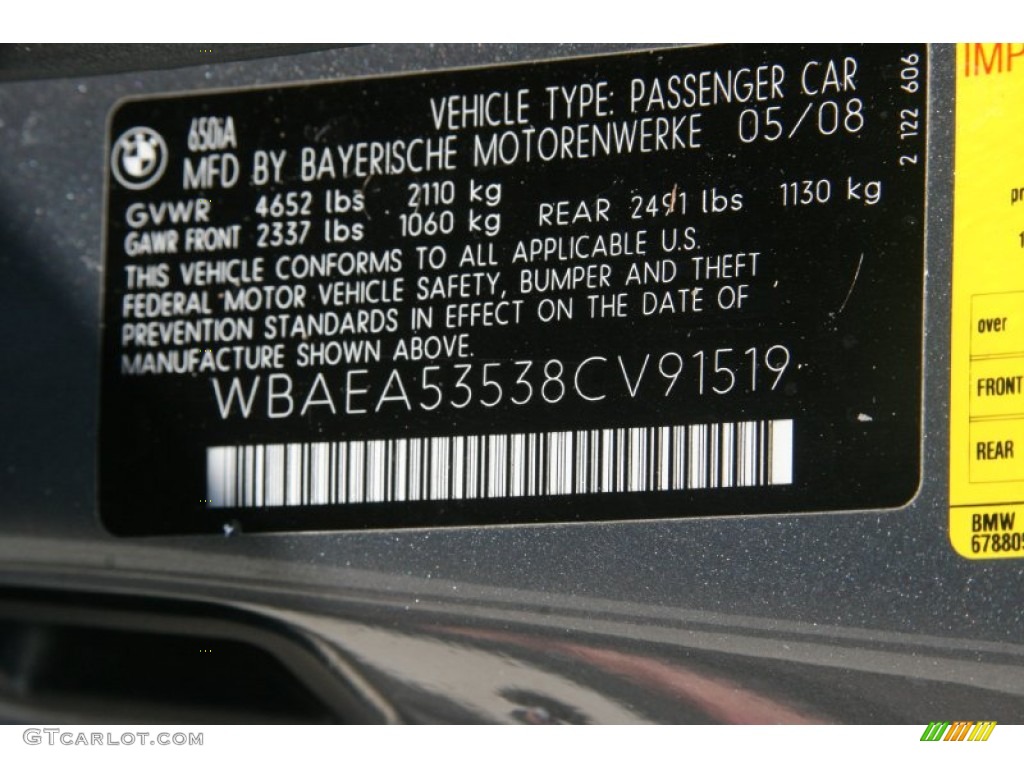 2008 6 Series 650i Coupe - Space Grey Metallic / Black photo #5