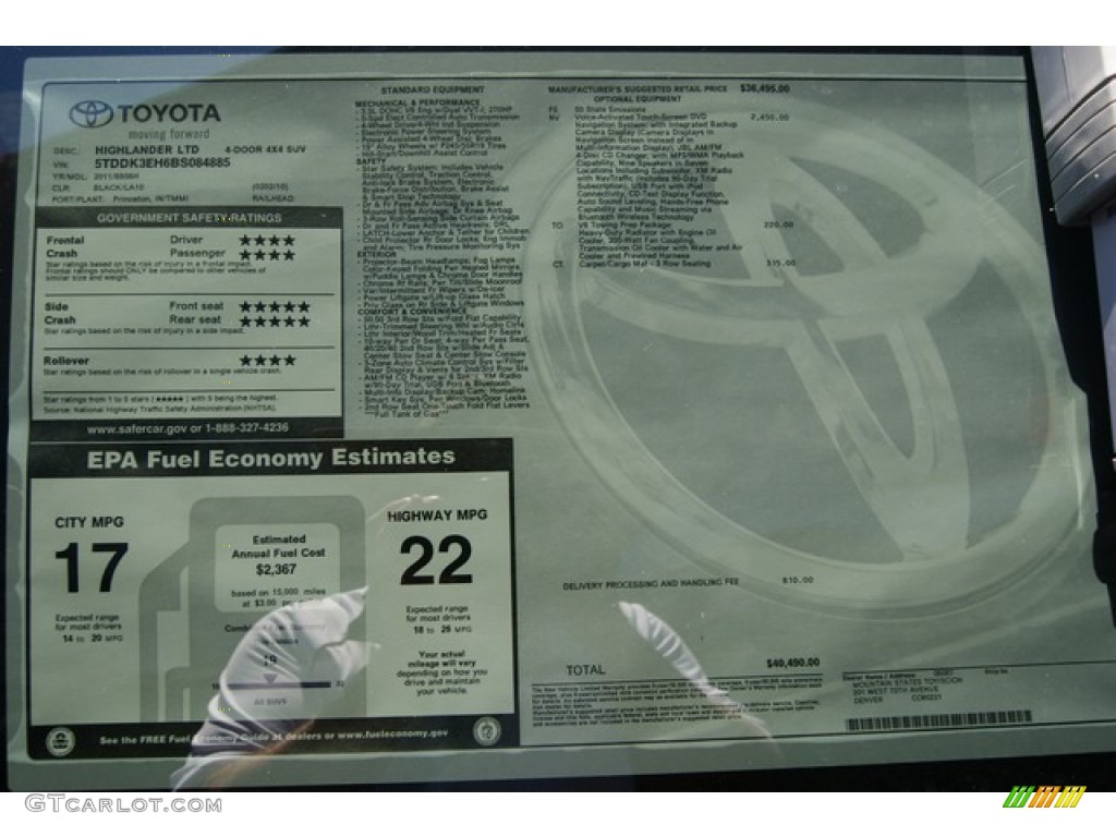 2011 Highlander Limited 4WD - Black / Ash photo #17