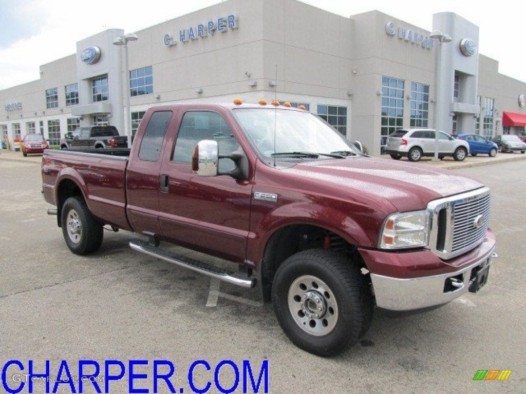 2007 F250 Super Duty XLT SuperCab 4x4 - Dark Toreador Red Metallic / Medium Flint photo #1