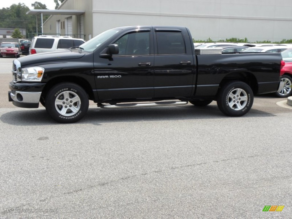 2007 Ram 1500 SLT Quad Cab - Brilliant Black Crystal Pearl / Medium Slate Gray photo #2