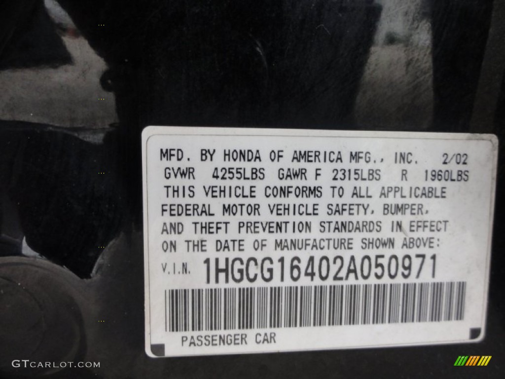 2002 Accord LX V6 Sedan - Nighthawk Black Pearl / Quartz Gray photo #49