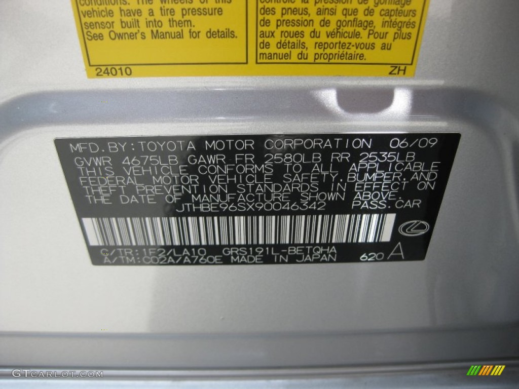 2009 GS Color Code 1F2 for Mercury Silver Metallic Photo #50895166