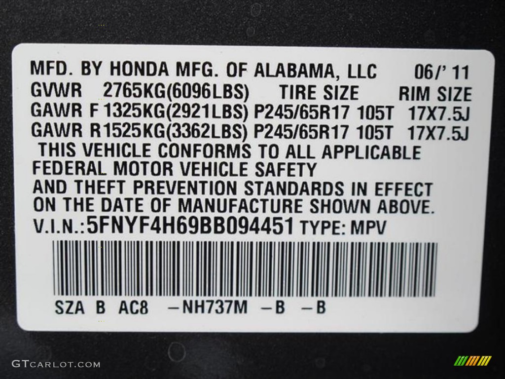 2011 Pilot Color Code NH737M for Polished Metal Metallic Photo #50896198