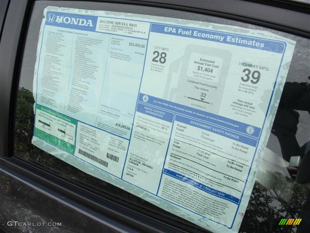 2012 Honda Civic EX-L Sedan Window Sticker Photo #50896492