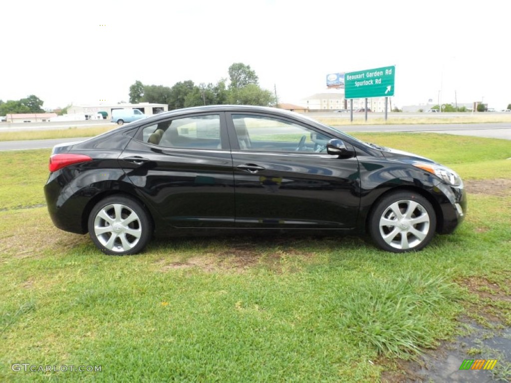 2012 Elantra Limited - Midnight Black / Beige photo #2