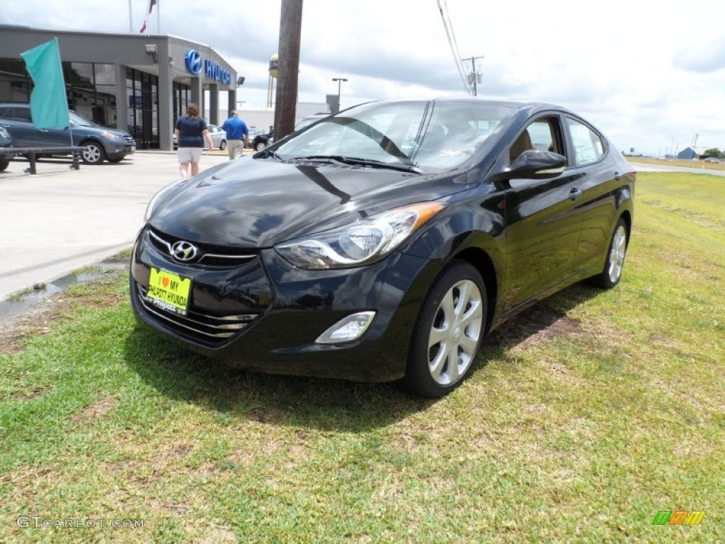 2012 Elantra Limited - Midnight Black / Beige photo #7