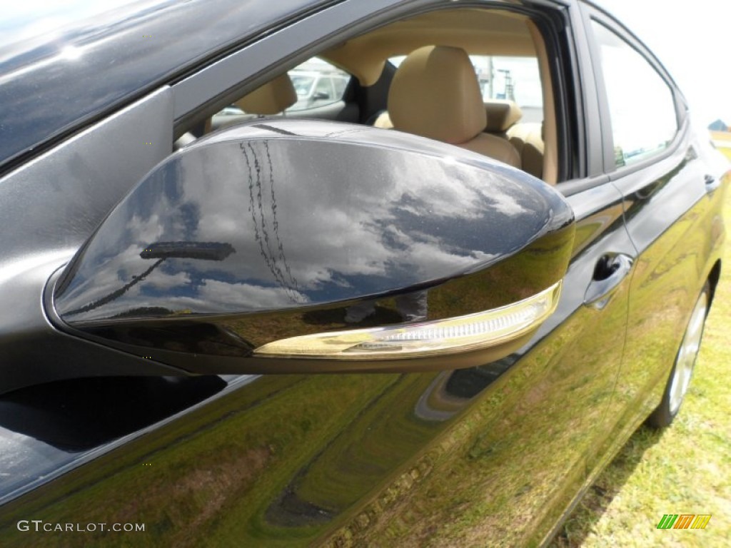 2012 Elantra Limited - Midnight Black / Beige photo #12
