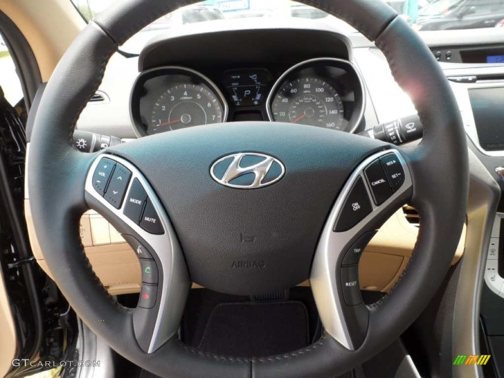 2012 Hyundai Elantra Limited Beige Steering Wheel Photo #50910505