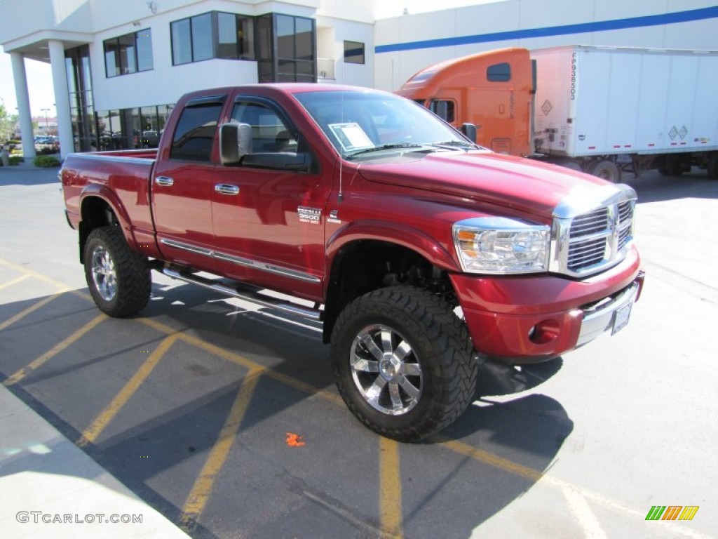 2008 Ram 3500 Laramie Quad Cab 4x4 - Inferno Red Crystal Pearl / Medium Slate Gray photo #30