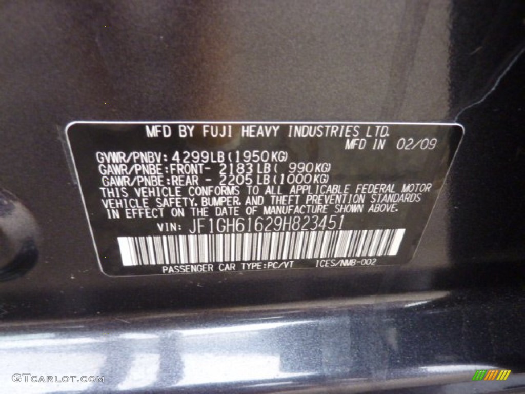 2009 Impreza 2.5i Wagon - Dark Gray Metallic / Carbon Black photo #19