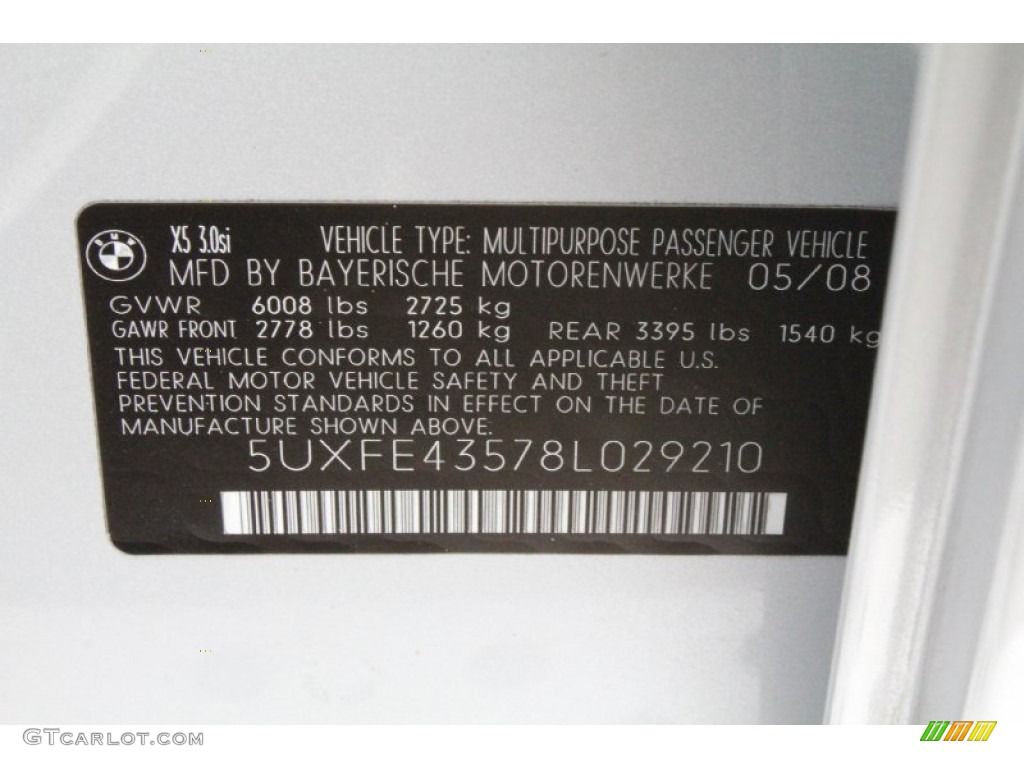 2008 BMW X5 3.0si Info Tag Photo #50916769