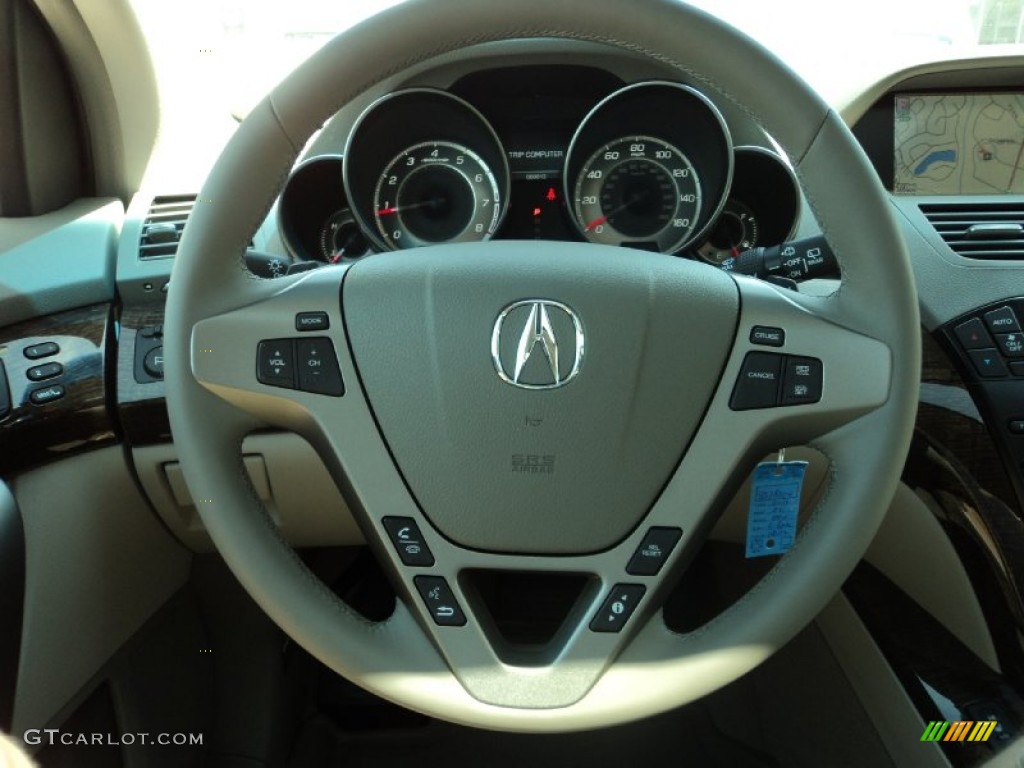 2011 Acura MDX Technology Taupe Steering Wheel Photo #50922933