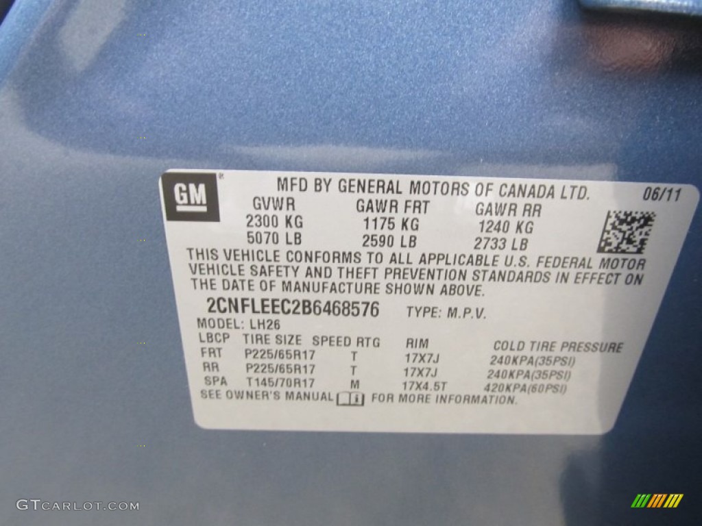 2011 Equinox LT AWD - Twilight Blue Metallic / Light Titanium/Jet Black photo #14