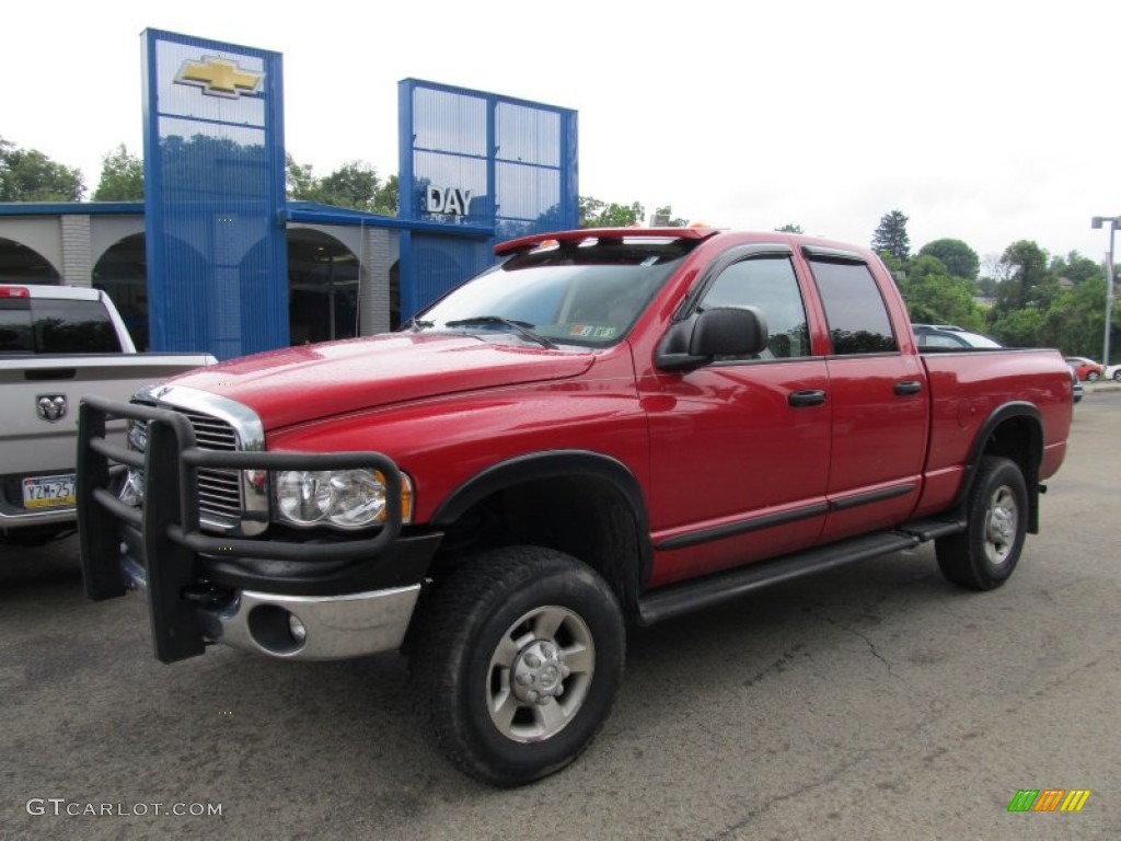 2004 Ram 2500 ST Quad Cab 4x4 - Flame Red / Taupe photo #1