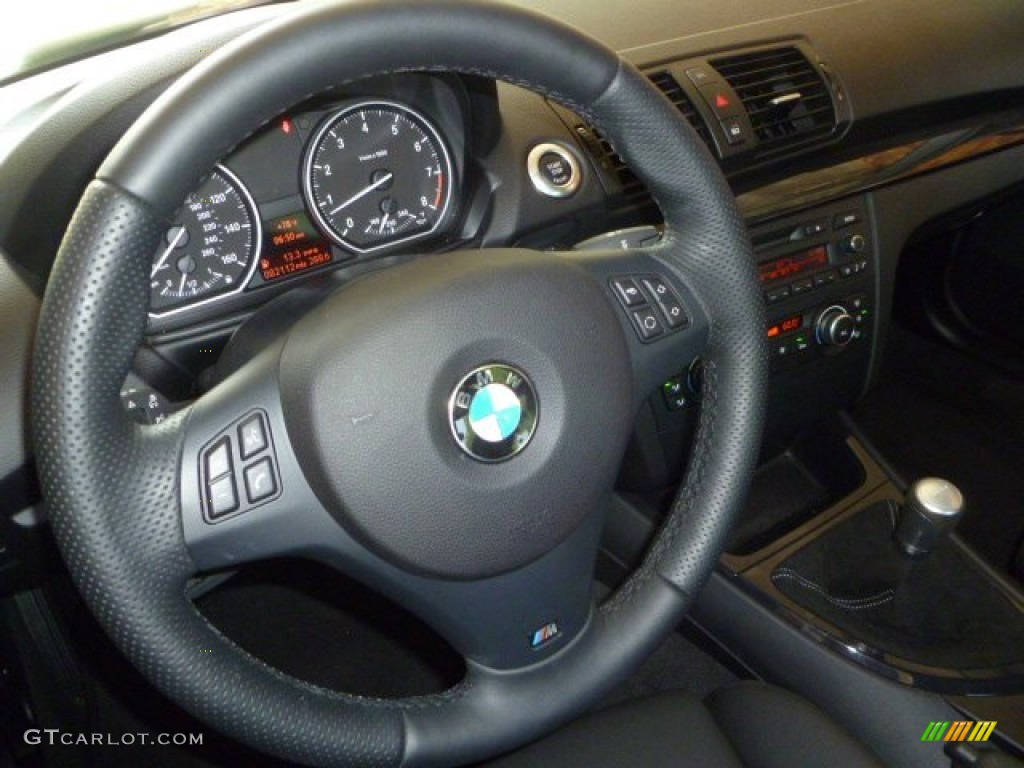2010 BMW 1 Series 135i Coupe Black Steering Wheel Photo #50929785