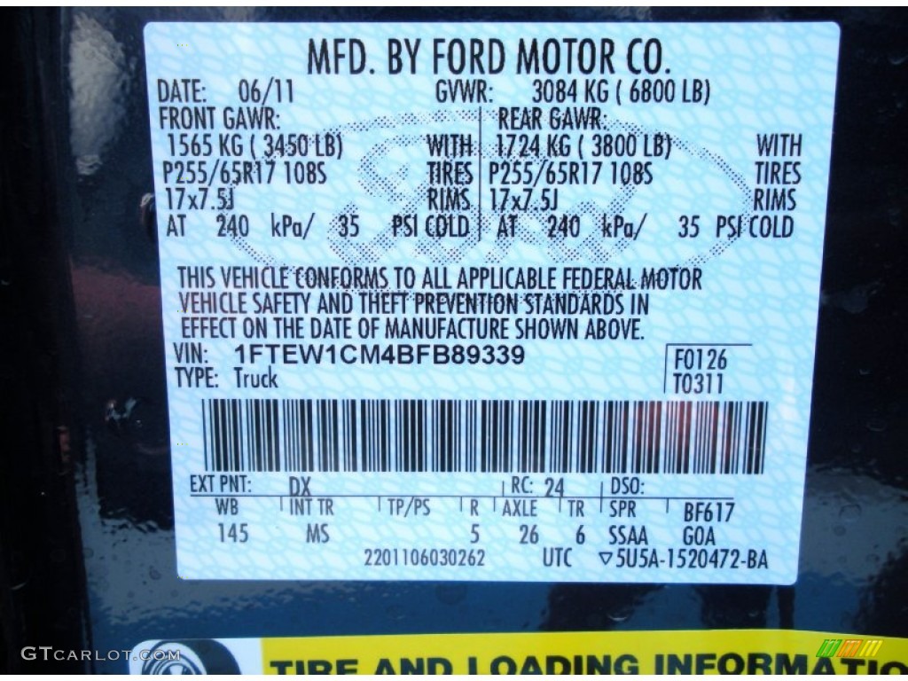 2011 F150 Color Code DX for Dark Blue Pearl Metallic Photo #50930847