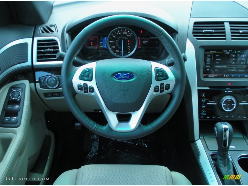 2011 Ford Explorer Limited Medium Light Stone Steering Wheel Photo #50930952