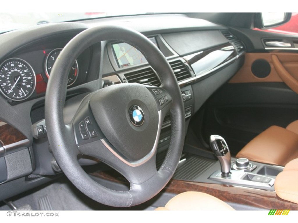 2010 BMW X5 xDrive35d Saddle Brown Steering Wheel Photo #50942394