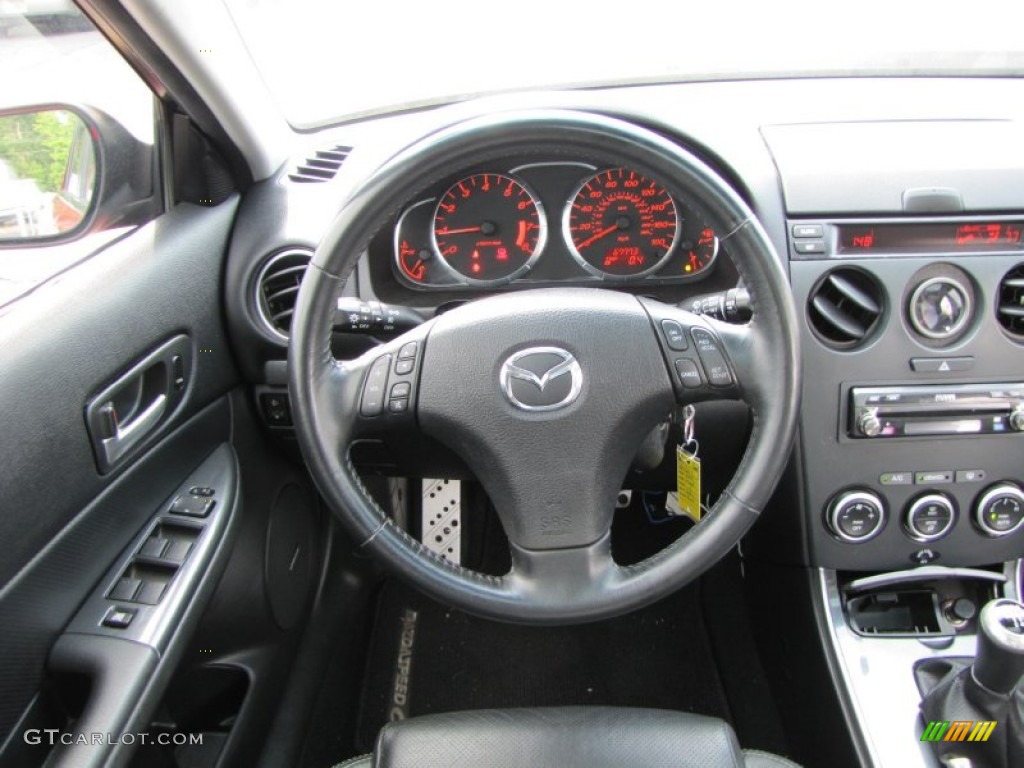 2006 Mazda MAZDA6 MAZDASPEED6 Grand Touring Black Steering Wheel Photo #50943429