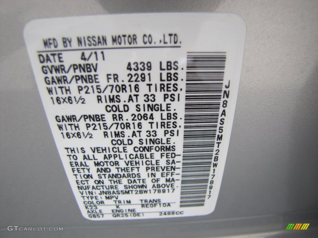 2011 Rogue S - Silver Ice Metallic / Gray photo #15