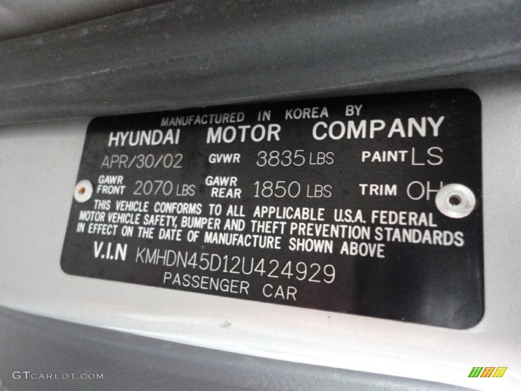 2002 Elantra GLS Sedan - Silver Pewter / Gray photo #15