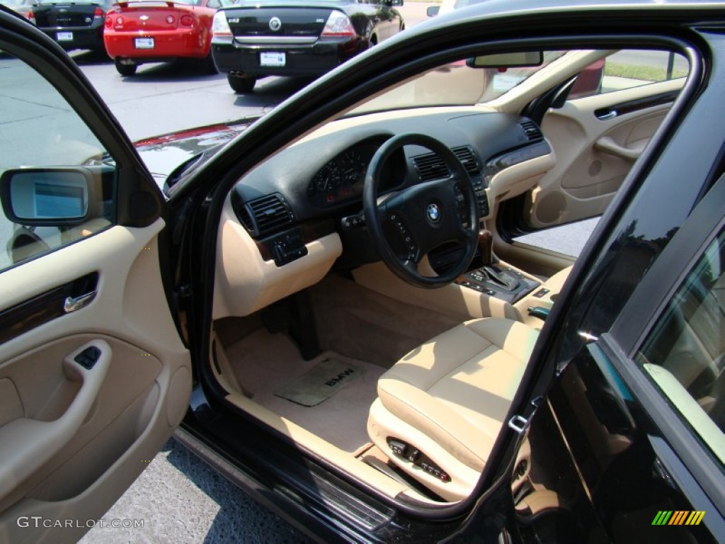 2002 3 Series 325i Sedan - Jet Black / Sand photo #9