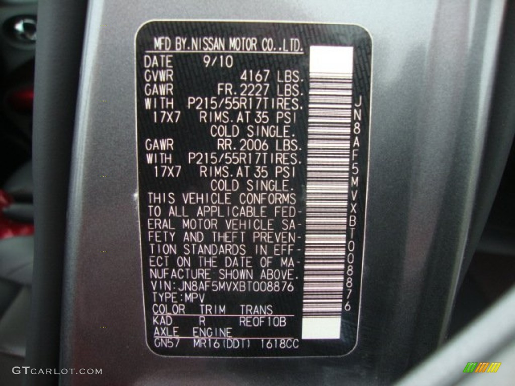 2011 Juke Color Code KAD for Gun Metallic Photo #50958423