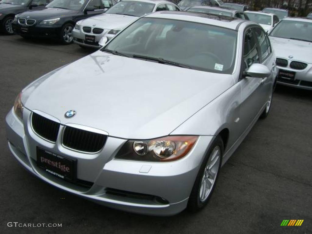 2007 3 Series 328xi Sedan - Titanium Silver Metallic / Black photo #2