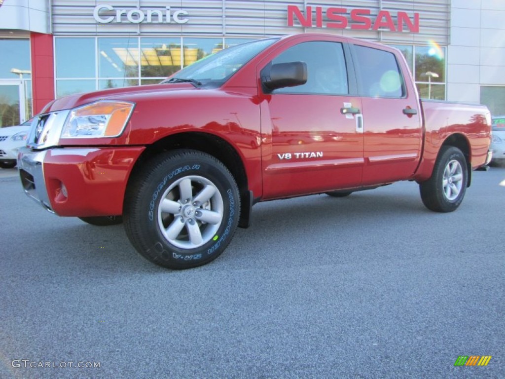 2011 Titan SV Crew Cab - Red Alert / Almond photo #1