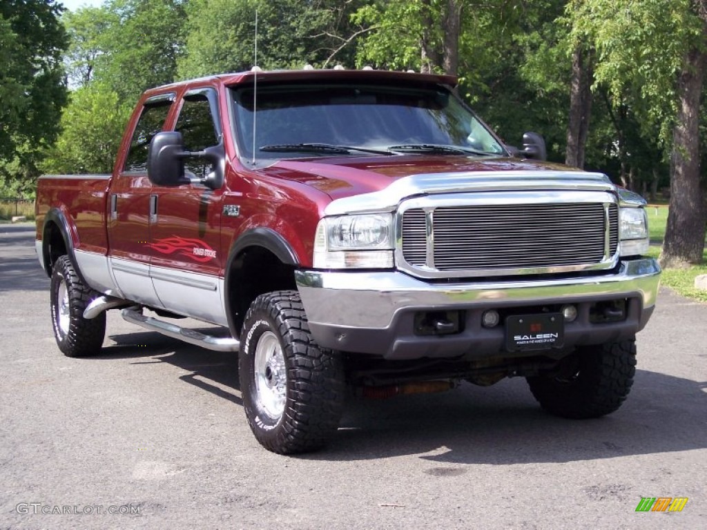 2000 F350 Super Duty XLT Crew Cab 4x4 - Dark Toreador Red Metallic / Medium Graphite photo #8