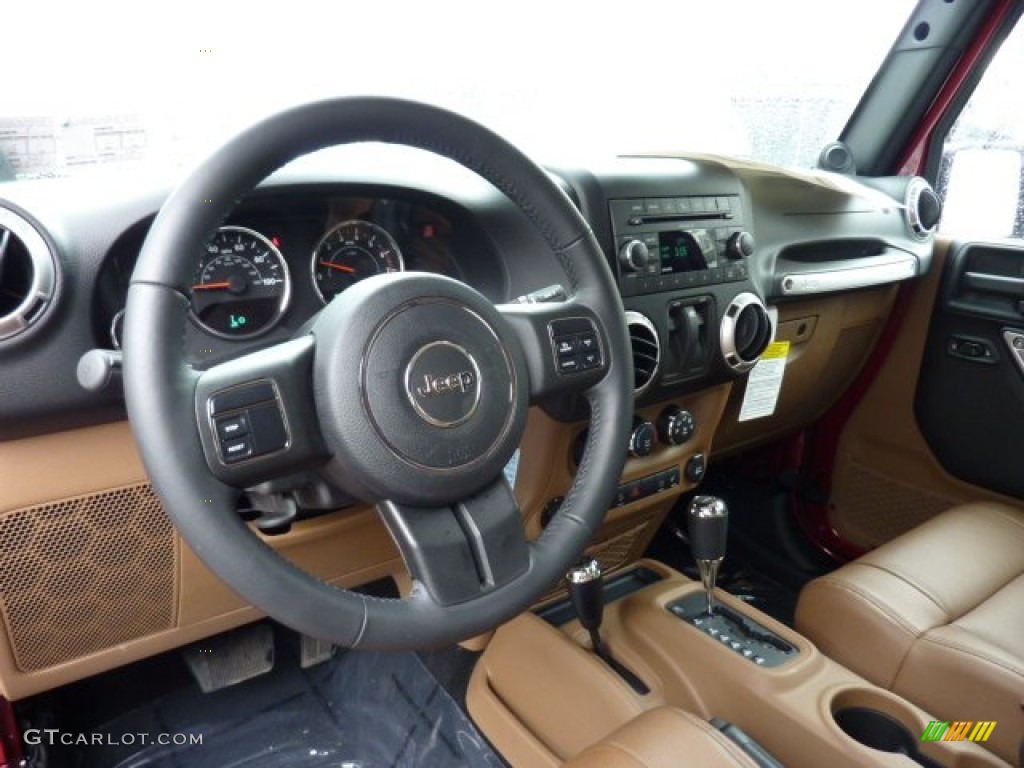 2011 Jeep Wrangler Sahara 4x4 Black/Dark Saddle Dashboard Photo #50971797