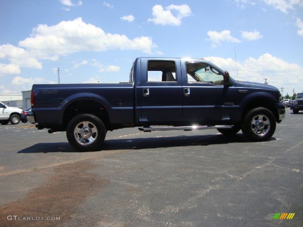 2006 F350 Super Duty Lariat Crew Cab 4x4 - Medium Wedgewood Blue Metallic / Tan photo #2