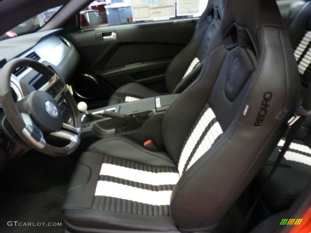 Charcoal Black/White Recaro Sport Seats Interior 2012 Ford Mustang Shelby GT500 SVT Performance Package Coupe Photo #50978373