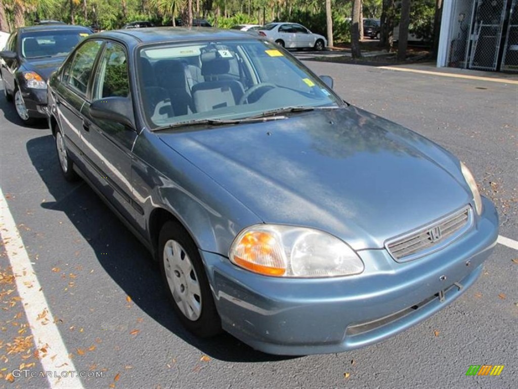 1998 Civic DX Sedan - Cyclone Blue Metallic / Gray photo #1
