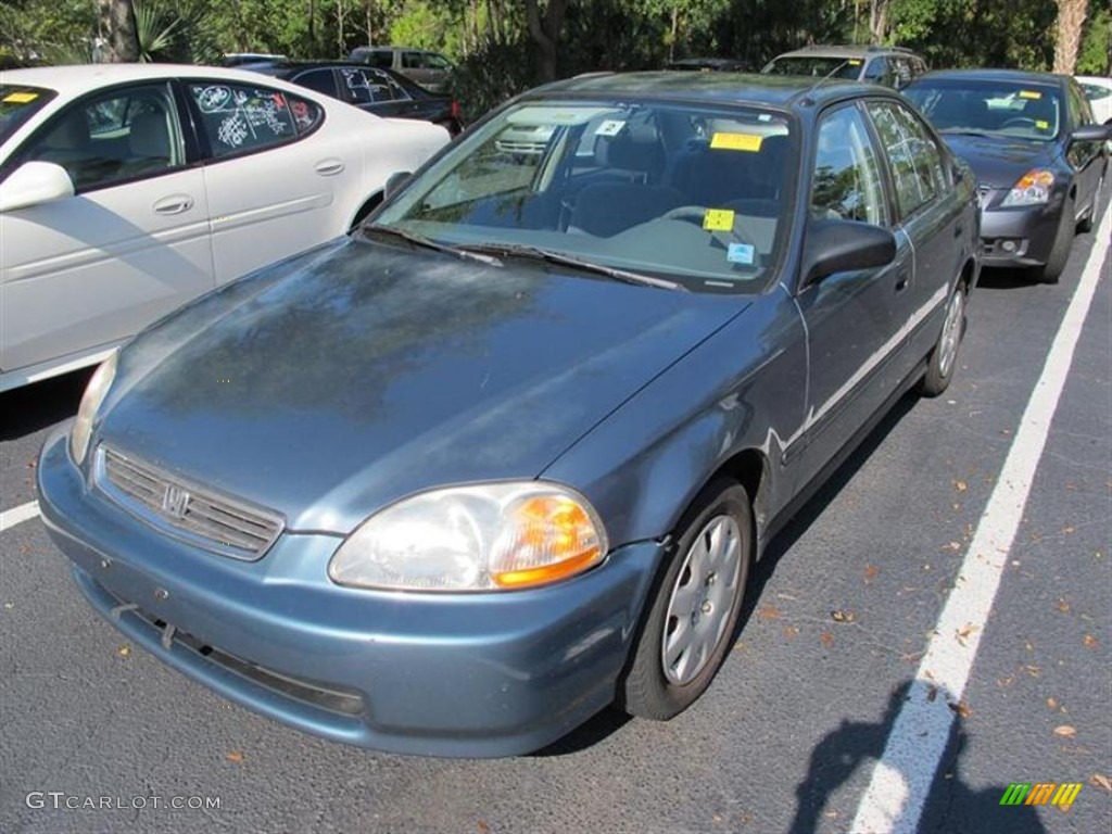 1998 Civic DX Sedan - Cyclone Blue Metallic / Gray photo #4